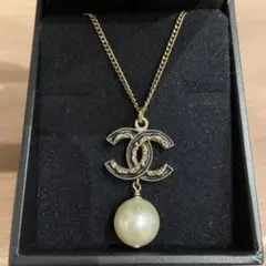 シャネル ココマーク フェイクパール ネックレス ロング 金メッキ