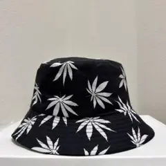 新品未使用品 バケハ ヘンプ柄 ハット 白黒