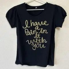 黒のゴールド文字半袖Tシャツ