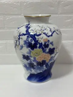 【美品】深川製磁 豪華 染錦 梅芙蓉文 大型 花瓶 花入 飾壷 美品】深川製磁 豪華 染錦 梅芙蓉文 大型 花瓶 花入 飾壷