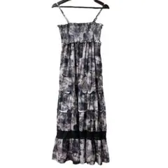 【MiNK MOSSi 】 総柄 ロングワンピース フレアワンピース M