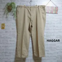 HAGGAR チノパン 無地 コットンパンツ USA古着 刺繍ロゴ 希少サイズ
