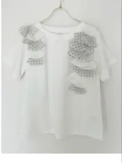 Myu ドットシフォンランダムフリルTシャツ