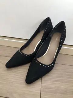 RANDA 黒 スタッズ ポインテッドトゥ ハイヒール 23.5cm