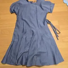 PARIENNE SPORTS 半袖ひざ丈ワンピース デニムブルー