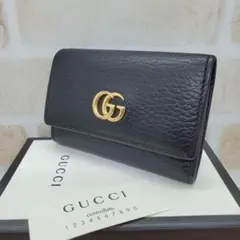 【箱付き】GUCCI キーケース 6連 マーモント GGロゴ ブラック レザー