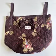 PINKHOUSE バケツ型　トートバッグ　花柄　リボン　キルティング　茶