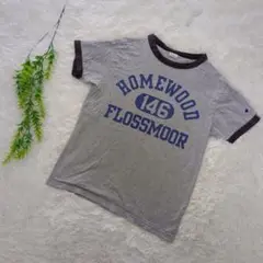 Championチャンピオン【M】ヴィンテージ リンガーTシャツ グレー