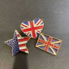 アメリカ・イギリス国旗バッジ3個セット