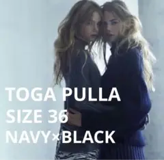 希少toga pulla 36 レザーリボン付タートルネック ボリュームニット