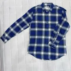 美品✨チェック長袖シャツ　メンズSサイズ　ブルー