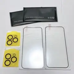 iPhone 15 Pro ガラスフィルム 2枚+ カメラフィルム2枚