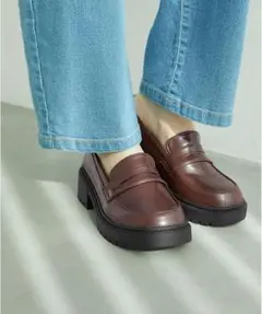 redexi-su 厚底ローファー ダブルストラップ 23.0cm ブラウン