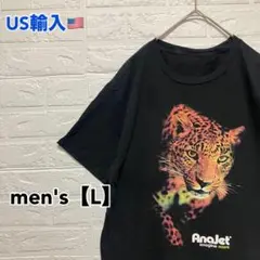 ●T563【US輸入】アニマル Tシャツ ブラック系 men's【L相当】