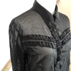 アナイANAYI フリル黒シアーシャツシースルーシャツ