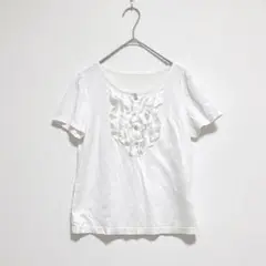 ESPIE♡レディース ハーフボタンカットソー フロントフリル Uネック 36