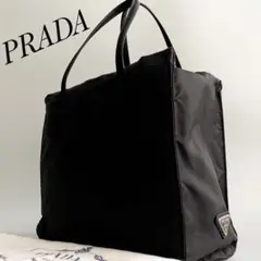 極美品・希少✨プラダ ハンドバッグ ミニ 自立型 三角プレート 白タグ ブラック