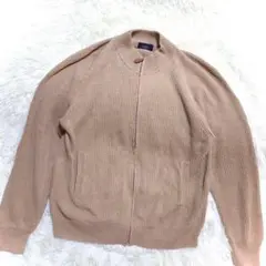 自由区 カーディガン(XL)ジップアップ 大きいサイズ ベージュ コットン▼