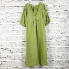 r79 SMIL-LEA オリーブグリーン Vネック ロングワンピース
