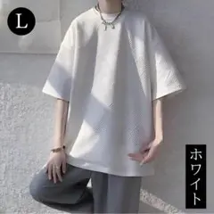 メンズ Tシャツ 夏服 半袖 大きいサイズ 無地 ゆったり 5分丈 ワッフル生地