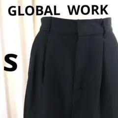 GLOBALWORK ネイビー ワイドパンツ S タック入り 美脚 おしゃれ27