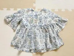 Twin & Chic 青系花柄フレアスリーブチュニック　ツインアンドシック