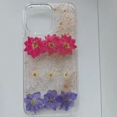 iPhone15promax 押し花ラメケース