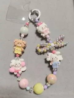 mikkoビーズスマホストラップキーホルダー　リボン　デコパ　ミッコ　推し活