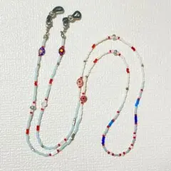 ハンドメイド　カラフルビーズ メガネチェーン