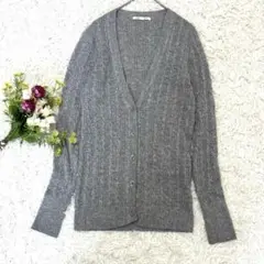 〝ユニクロUNIQLO〟カシミヤブレンド　カーディガン　グレー　Lサイズ　タイト