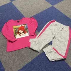 ピンクTシャツとグレーのパンツセット 100cm−120cm