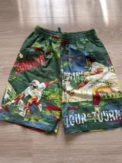 美品　レトロ　メンズハーフパンツ　テニス柄　M