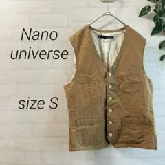 【Nano universe】 リネンコットンベスト (S) 茶色