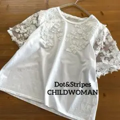 Dot&Stripes CHILDWOMANフラワーモチーフ　刺繍カットソー
