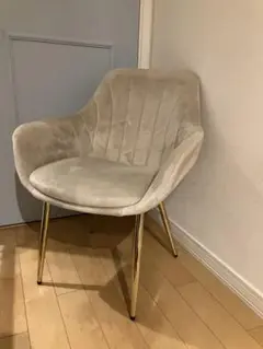 ベージュ ベルベット ダイニングチェア