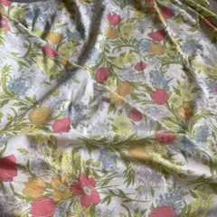 アメリカ　ヴィンテージ 花柄シーツ　コットン&ポリエステル