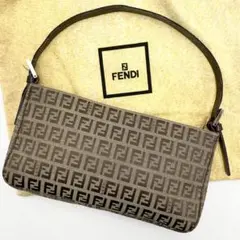 【美品】FENDI アクセサリーポーチ ズッキーノ キャンバス レザー バッグ