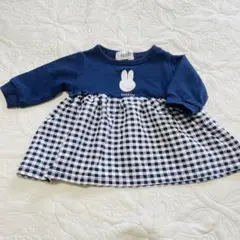 miffy ネイビーチェックドレス90