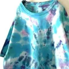 タイダイ 総柄 模様 Tシャツ ライトブルー 水色 古着ビンテージ