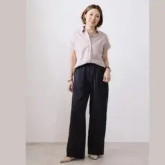 ましこえいこ　しまむら　ドットパンツ　ネイビー
