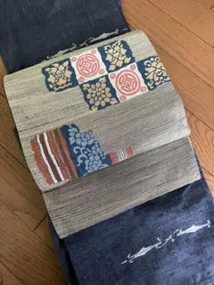 歳末セール【美品・高品質】和洋折衷・パッチワーク風の文様が素敵☆正絹 名古屋帯