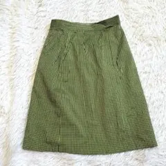 6881 23区✨美品✨綺麗めスカート 膝丈タイトスカート 緑 ギンガムチェック