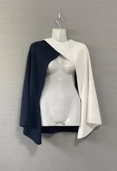 HYKE ニット バイカラー ケープ ポンチョ