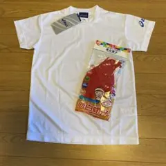 アシックスサイバードライTシャツ120 赤白帽子付き