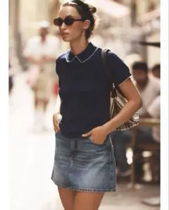 ZARA パイピングニットトップス　新品タグ付き