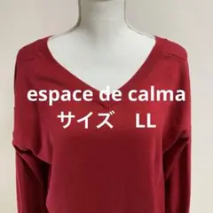 espace de calma赤 Vネックニット ストライプ袖 (511)