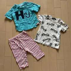 Tシャツ2枚とストライプパンツセット