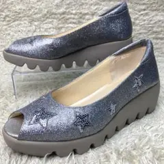 『美品』ヒルズアベニュー　ラメ　シルバー　パンプス　ウエッジソール　スター　星