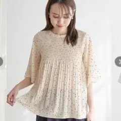 ikka イッカ　マジョリカプリーツブラウス　Lサイズ