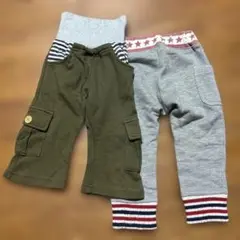ベビー パンツセット オリーブグリーン グレー　80センチ